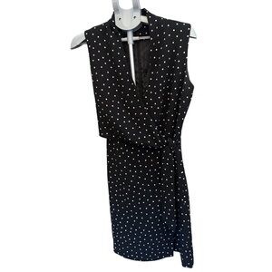 Jones New York Black Polka Dot Wrap Dress
